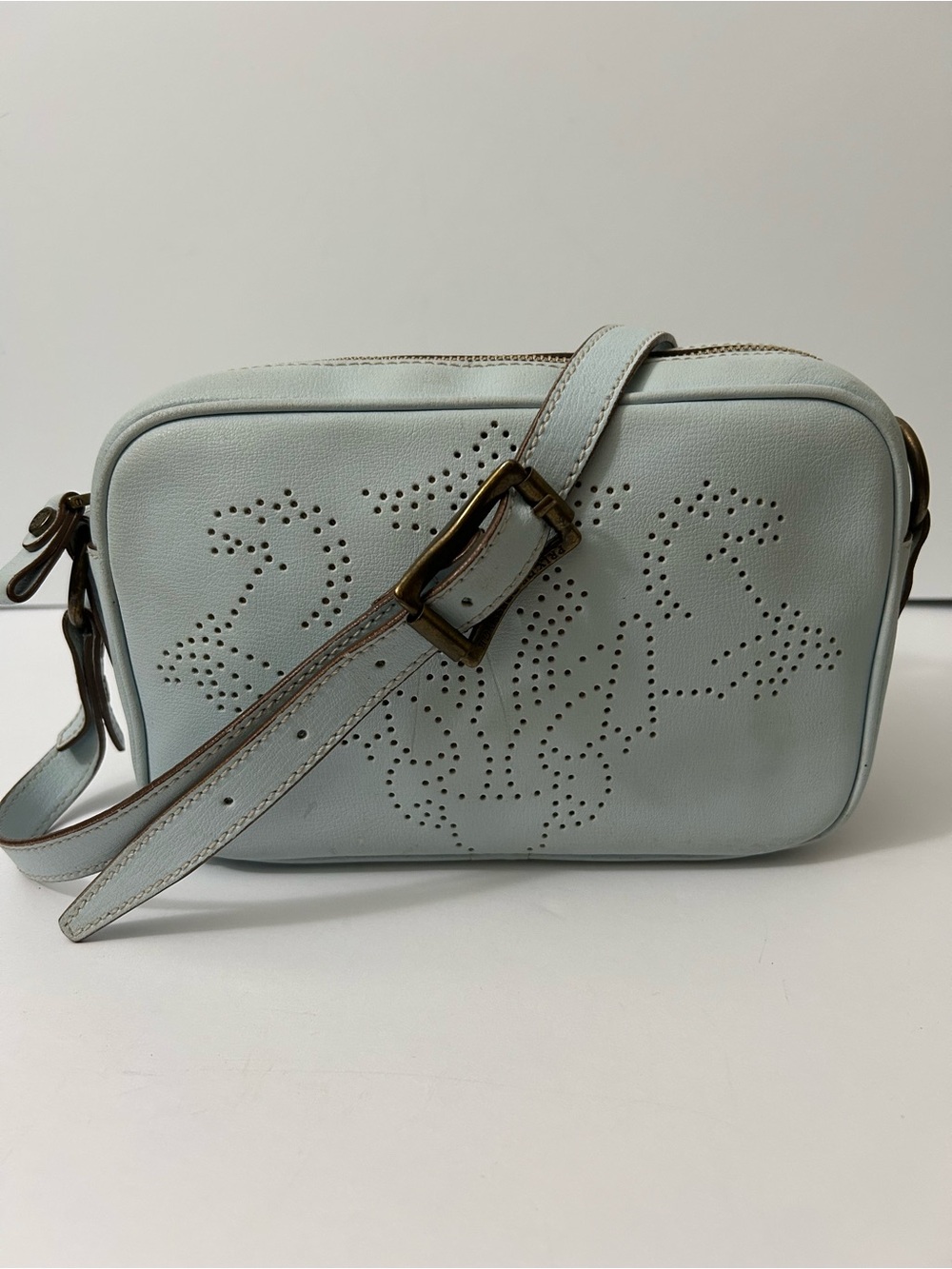 Prix de Dressage - Light Blue Italian Leather Crossbody Bag Equestrian Inspired